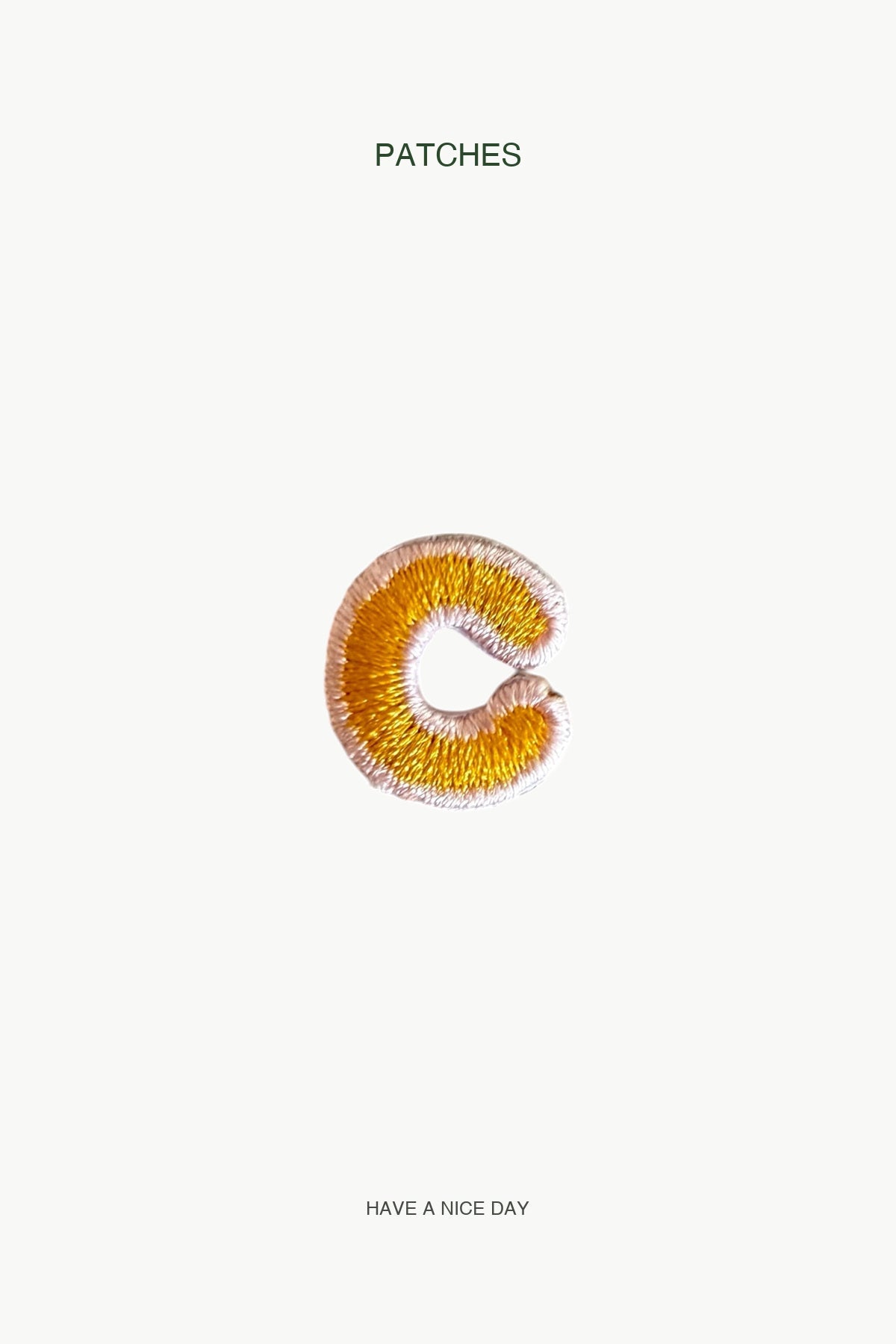 Lowercase c Alphabet Patch — branded PATCHES display card