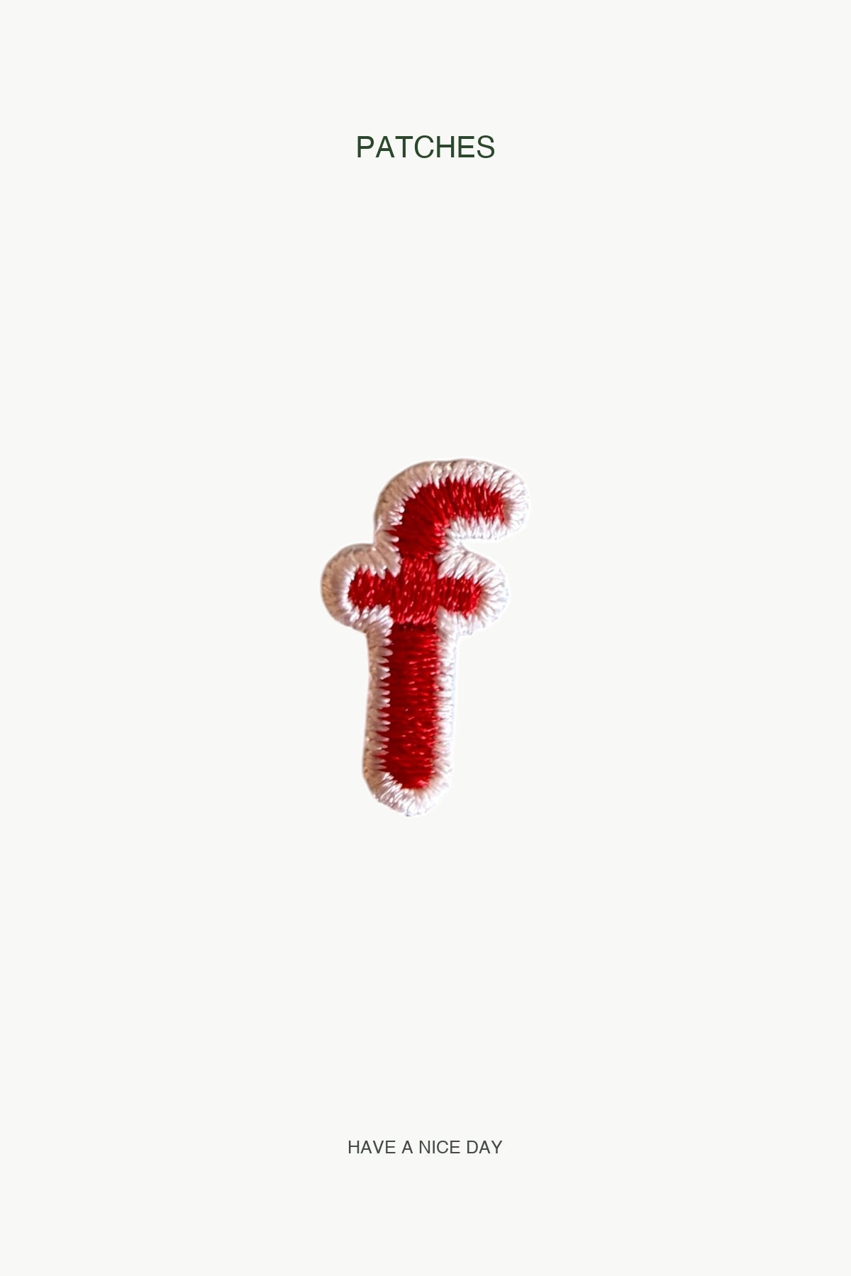 Lowercase f Alphabet Patch — branded PATCHES display card
