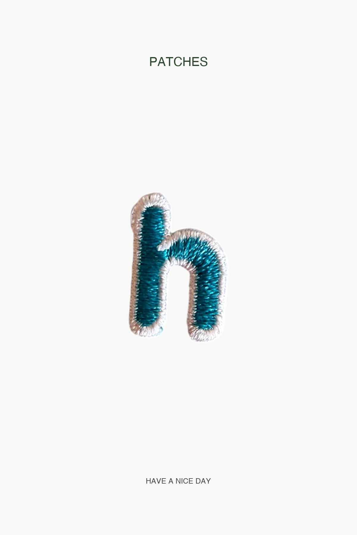 Lowercase h Alphabet Patch — branded PATCHES display card